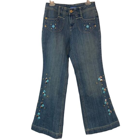 Vintage Blue Identity Wide Leg Embellished Jeans - Picture 1 of 5